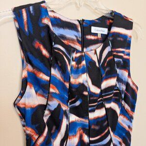 Calvin Klein bittersweet celestial blue bodycon dress 2 EUC pleat neck